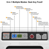 Gasbye Vacuum Sealer Machine, 95kPa Food Sealer with Double Heat Seal for Dry/Moist Food, Easy-lock Handle, Built-in Bag Storage & Cutter, Progress Display, Removable Drip Tray, Silver Gasbye