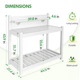 EAGLE PEAK Outdoor Indoor Maintenance Free Vinyl Garden Potting Bench, Waterproof Potting Table with Open Shelf, Lower Storage, 40inx21.6inx43.9in, White EAGLE PEAK