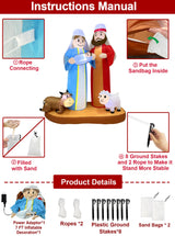 7 Ft Tall 5.7 Ft Long Christmas Inflatables Nativity Scene Outdoor Decorations, Christmas Blow Up Jesus Manger Set with Build-in LED Lights for Xmas Parties Yard Garden Decor TURNMEON