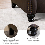 IOMOR Push Back Recliner Chair Faux Leather Lounge Armchair with Rivet Decoration Wingback Single Sofa Chair with Padded Seat Solid Wood Legs for Living Room, Comfy Upholstered, Dark Grey IOMOR