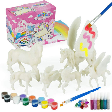 whatstem DIY Painting Unicorn Kit Arts and Crafts Set for Kids or Girls Decorate and Drawing 3D Toys for Children Gift(6 Unicorns) whatstem