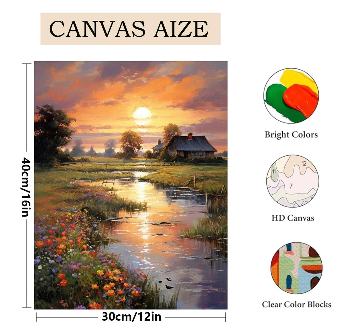 2 Pack Paint by Numbers Kit for Adults - Landscape Flowers Sunset Paint by Number for Beginner DIY Adult Paint by Number Kits on Canvas,Oil Number Painting Kits for Home Decor 12x16 inch Kaixine