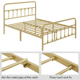 Yaheetech Antique Gold Victorian Metal Platform Bed Frame with Storage and High Headboard Yaheetech