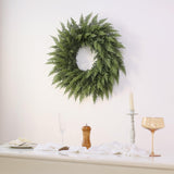 24" Real Touch Christmas Cedar Wreath - Artificial Cedar Wreaths Faux Green Fake Pine Needles Wreath for Front Door, Wall, Windows, Home,Outdoor,Xmas Decor VIERENA