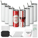 MURRICON Sublimation Tumblers 20 oz Skinny Straight,Stainless Steel Sublimation Blanks Skinny Tumbler,Double Wall Vacuum Insulated Sublimation Tumblers,with lid and straw,8 Pack MURRICON