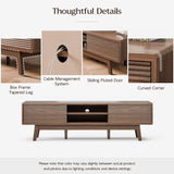 TOLEAD TV Console, Mid Century Modern Media Console for 55/60/65 Inch TV, Low Profile TV Stand with Fluted Sliding Doors, Boho Light Wood Credenza for Living Room (Walnut, 59") TOLEAD