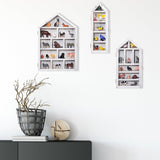 DoubleFill Set of 3 Shadow Cubby Boxes Wooden Display Shelf 10 x 15 Inch Large Wall Mounted Display Storage Shelves for Mini Figures Curio Trinket Medals Crafts Collections(Antique White,House Shape) DoubleFill
