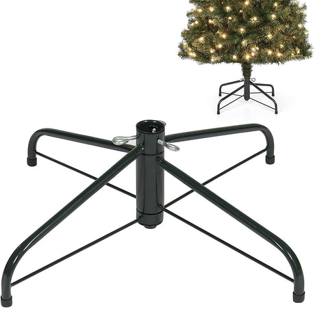 Replacement Christmas Tree Stand for Artificial Trees, Folding Christmas Tree Base for 4 Ft to 6 Ft Artificial Trees, Fits 0.5-1.25 Inch Tree Pole, Green Loxan