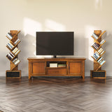 SUPERLELE 6 Shelf Bookshelf with Drawer, Retro Tree Bookcase Floor Standing Bookcase for CDs/Movies/Books, Utility Book Organizer Shelves for Bedroom, Living Room, Home Office SUPERLELE