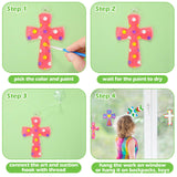 Poen 28 Sets Religious Cross Suncatchers Craft Kits for Kids DIY Christian Window Paint Art Kit Sunday School Sun Catcher Ornaments Decor for Kids Classroom Vbs Activities Party Favors Poen