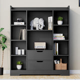 Cozy Castle Black Bookshelf, 4-Tier Open Shelf Bookcase with 2 Drawers and 10 Cubes, Wood Cube Storage Organizer Shelf for Bedroom, Living Room, 39.4" W X 47.2" H Cozy Castle