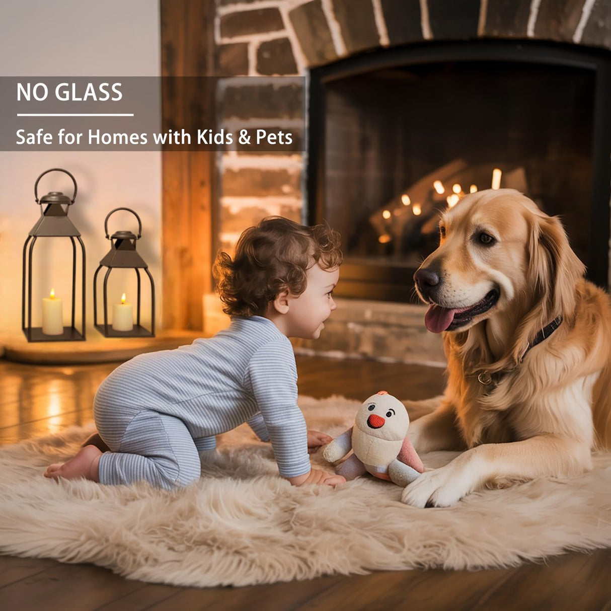 Decorative Metal Lanterns Indoor Outdoor, Candle Holder for Porch, Patio, Fireplace, Floor, Wedding, Christmas, Fall, Holiday, Farmhouse Table Centerpiece (Black, Set of 2 15.7" 12") ZLFart