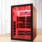 OUTEXER Infrared Sauna 2000W Wooden Saunas Home Spa Room Canadian Hemlock Wood Low-EMF Indoor Saunas with with 7 Color Starry Sky Ceiling Light for Two Person 74.8 * 47.2 * 41.3Inch OUTEXER