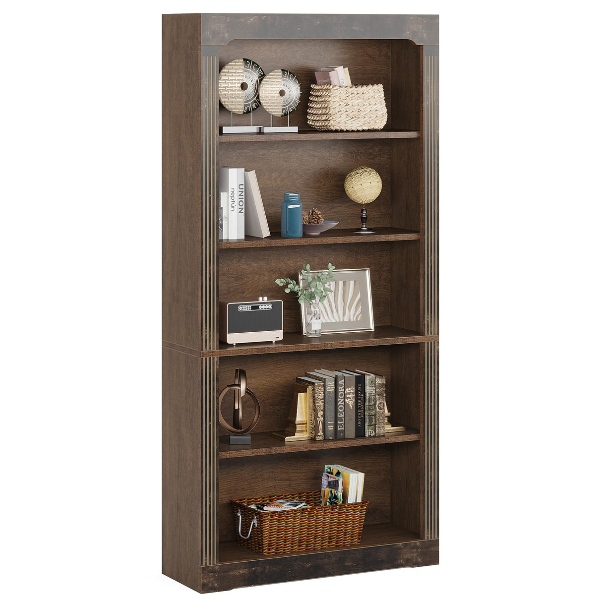Tribesigns 70-Inch Rustic Brown 5-Tier Bookcase for Home and Office Tribesigns