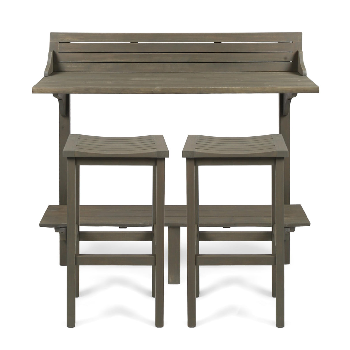 Christopher Knight Home Caribbean Outdoor Acacia Wood Balcony Bar Set, 3-Pcs Set, Grey Finish Christopher Knight Home