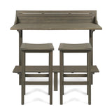 Christopher Knight Home Caribbean Outdoor Acacia Wood Balcony Bar Set, 3-Pcs Set, Grey Finish Christopher Knight Home