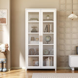 Display Cabinet with Glass Doors, 5-Tier Curio Cabinet with 4 Adjustable Shelves for Collectibles Toy Organizers Rack & Display Shelf, Kids Bookcase for Bedroom, Reading Nook, Living Room (White) YGWBGA