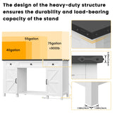 Saudism 55-75 Gallon Aquarium Stand With Charging Station, Farmhouse Fish Tank Stand, Reptile Tank Stand Terrarium Stand with Drawer and Cabinet Storage, Sturdy Heavy Duty 53.5"×19.7" Tabletop - White Saudism