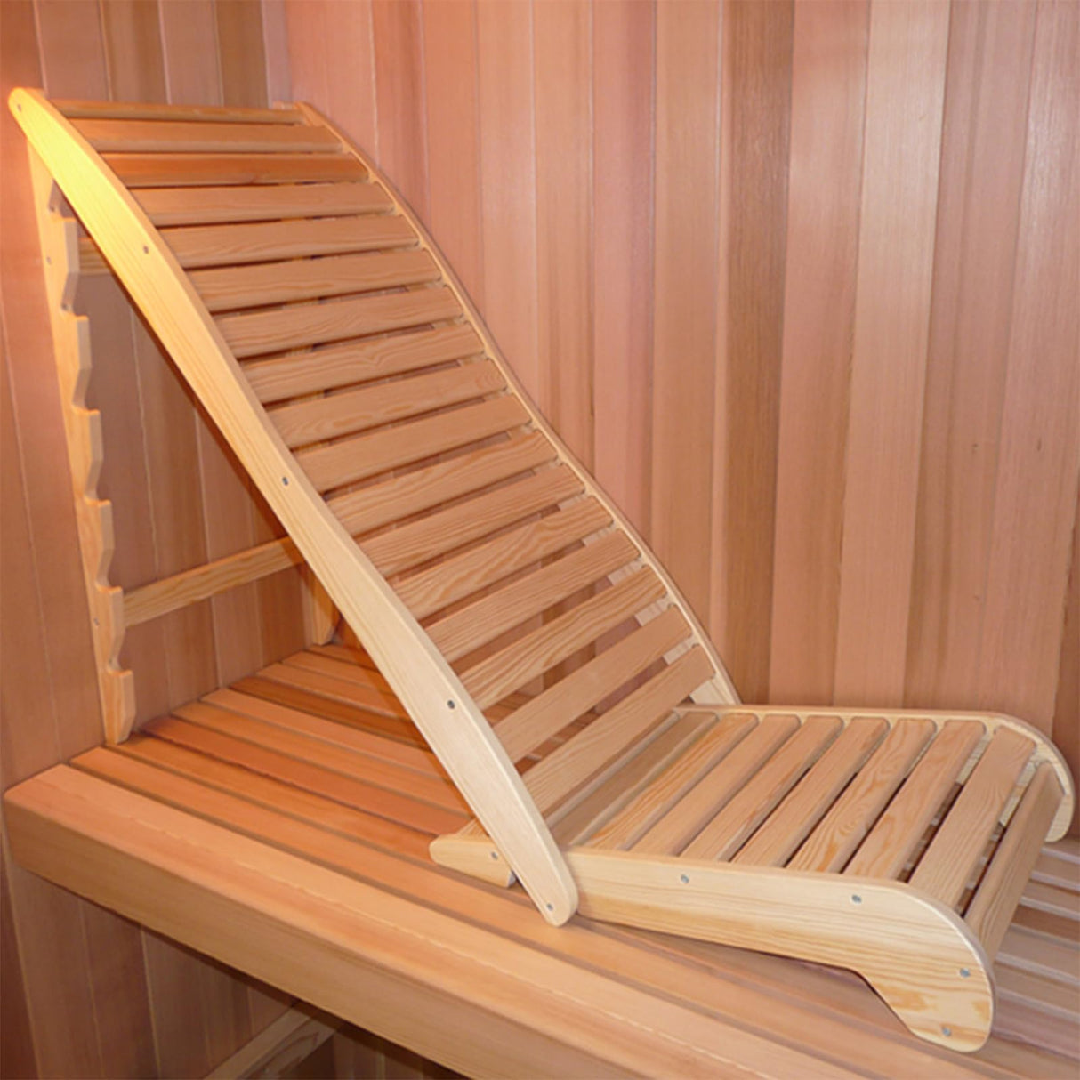 Smartmak Adjustable Canadian Red Cedar Sauna Lounge Chair with Ergonomic Backrest Smartmak