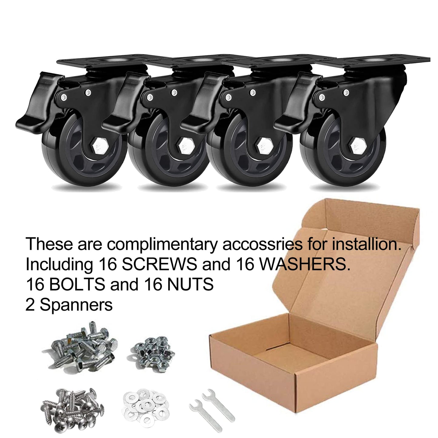 Swivel Caster Wheels 1100lbs,3 Inch Casters Set of 4,Heavy Duty Casters with Brake,YAEMIKY Premium Dual Locking Castors with Plate for Cart,Furniture,Workbench,Trolley(16pcs Screws Included)