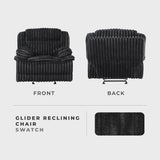 Lexicon Manual Glider Recliner Chair, Corduroy Manual Tab Pull Reclining Chair with Pillow Top Arms, Plush Cushions, Cozy Theater-Style Accent for Living Room/Bedroom, Easy Assembly, Black Lexicon