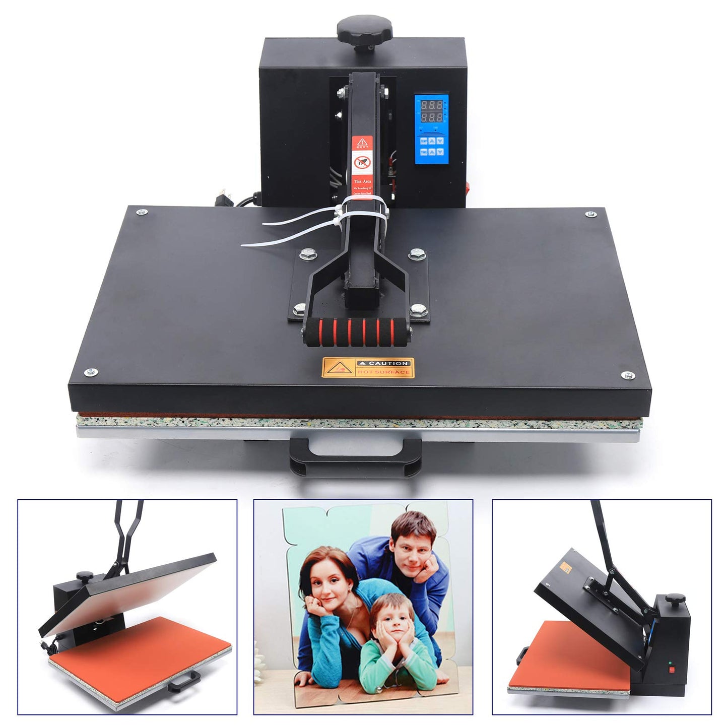 LIYUANJUN 16" x 24" Heat Press Machine, Auto Open Clamshell Heat Presser Temperature Range 0-482° F for Clothes T-Shirt Hat Wallet Sublimation Printer Transfer 110V 2800W - WoodArtSupply