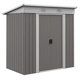 Nicbex Outdoor Storage Shed Outdoor Storage Box 6' x 4' Metal Lean to Garden Shed, Garden Tool House with Double Sliding Doors, 2 Air Vents for Backyard, Patio, Lawn, Gray NicBex