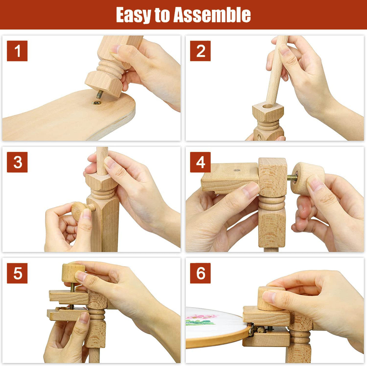 Embroidery Hoop Stand - Rotated Cross Stitch Stand Lap, Easy to Use Natural Beech Wood Embroidery Hoop Holder, Hands Cross Stitch Stand for Art Craft Sewing Needlework Projects guofa