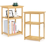 smusei Side Table Set of 2 End Tables Living Room for Small Spaces Farmhouse Bedside Table for Bedroom Guest Room Office, Bamboo smusei