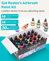 Airbrush Paint Set, 24Colors Acrylic Air Brush Paint Kit, Ready to Spray Water-Based Opaque & Neon Colors for Artists, Beginners, and Students, DIY Projects, 30 ml/1.01 Fl Oz Bottle O Rexley