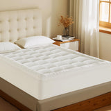 MATBEBY Queen Size Mattress Pad - Cooling Breathable Mattress Topper, Quilted Fitted Mattress Protector, Pillow Top Mattress Cover with 8-21" Deep Pocket, Soft, Machine Washable, White, 60x80 Inches MATBEBY