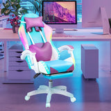 2024 New Gaming Chair, RGB LED Video Game Chairs High Back Reclining Ergonomic Computer Chair with Footrest & Massage Lumbar Height Adjustable Gaming Chairs for Adult Student Gamer Streamer Youtuber cdar