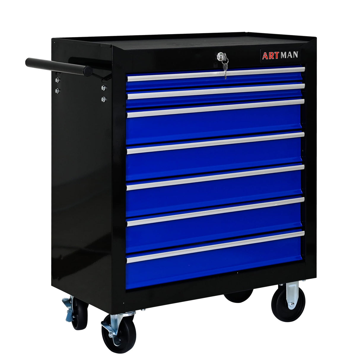 nifoti 7 Drawers Tool Cart on Wheels,Multifunctional Rolling Tool Chest Tool Storage,Drawers Rolling Tool Trolley Organizer Tool Case for Garage, Warehouse, Workshop, Repair Shop (Black+Blue) nifoti