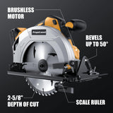 Circular Saw for Dewalt 20V MAX Battery, 7-1/4 Inch Power Wood Saws with Brushless Motor, 0-50 Degree Bevel Capability, Electric Saw for Wood Cutting Plastic(No Battery) PropeLannt