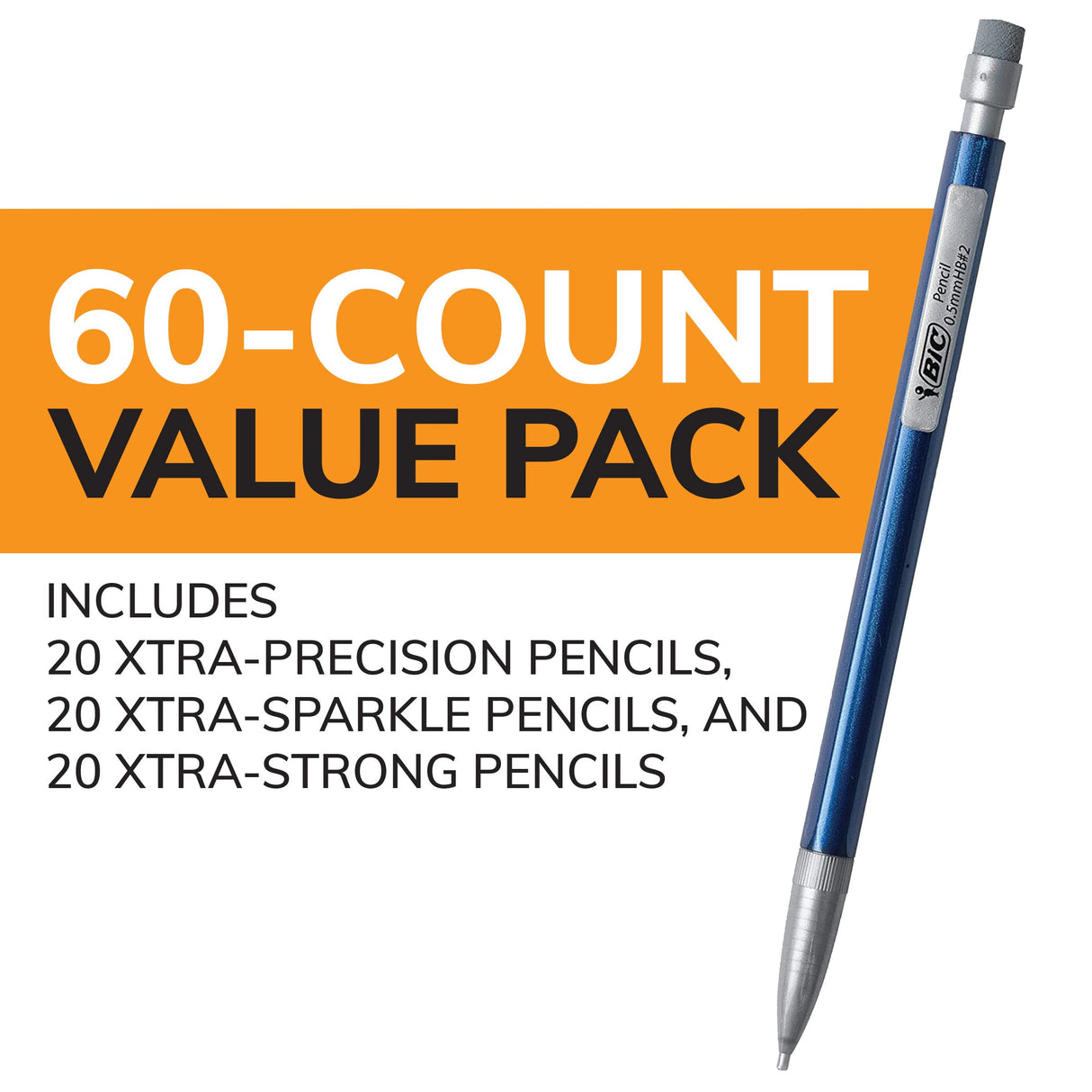 BIC Variety Pack, Assorted Sizes, 0.5mm, 0.7mm, 0.9mm, 60-Count, Refillable Design for Long-Lasting Use BIC