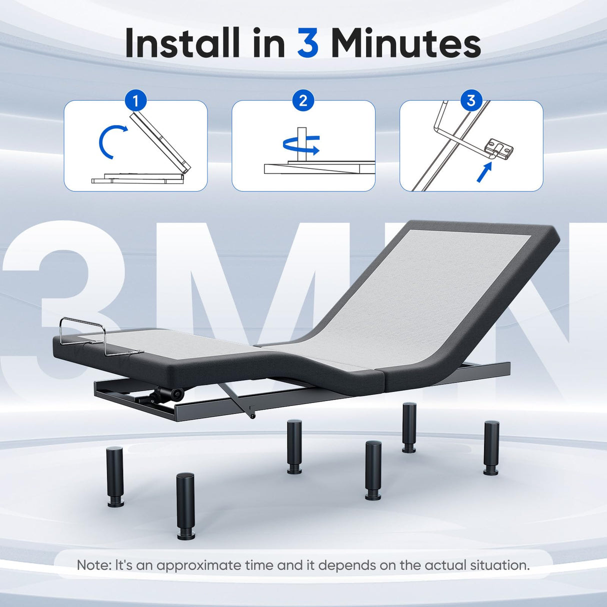 OTDMEL Split King Adjustable Bed Frame with Adjustable Legs, Electric Bed Base Frame with Wireless Remote, Zero Gravity & Anti-Snore, Split King OTDMEL