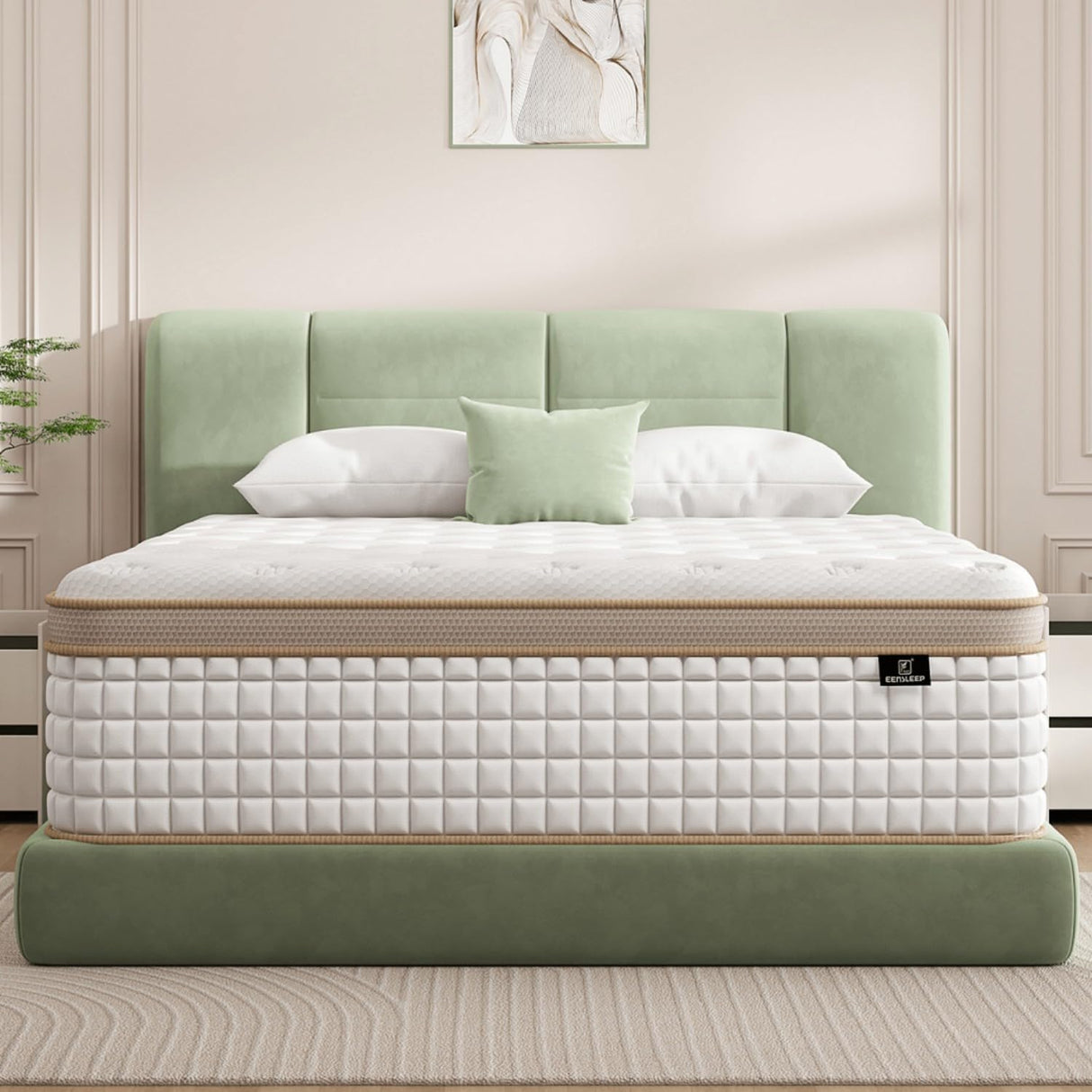 Queen Size Mattress [Upgraded Strengthen], 12 Inch Gel Memory Foam Hybrid Queen Mattress in a Box with Independent Pocket Spring, Extra Edge Support, Medium Firm, Back Pain Pressure Relief EEN EEN SLEEP