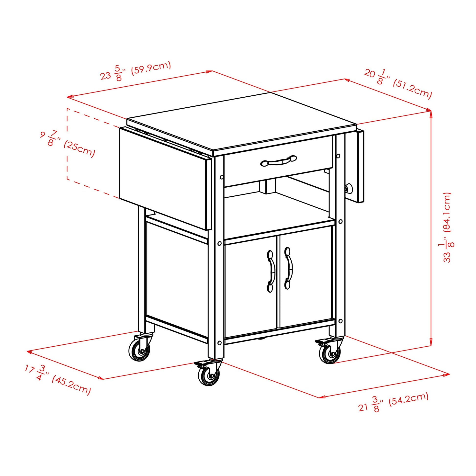 Winsome Wood Drop-Leaf Kitchen Cart - WoodArtSupply