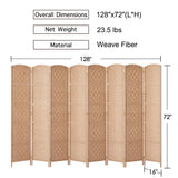 RHF 6 Ft. Tall Extra Wide-Diamond Weave Fiber Room Divider, 8 Panel Room Divider/Screen,Room Dividers and Folding Privacy Screens 8 Panel&Room Dividers and Folding Privacy Screens-Natural, 8 Panel Rose Home Fashion