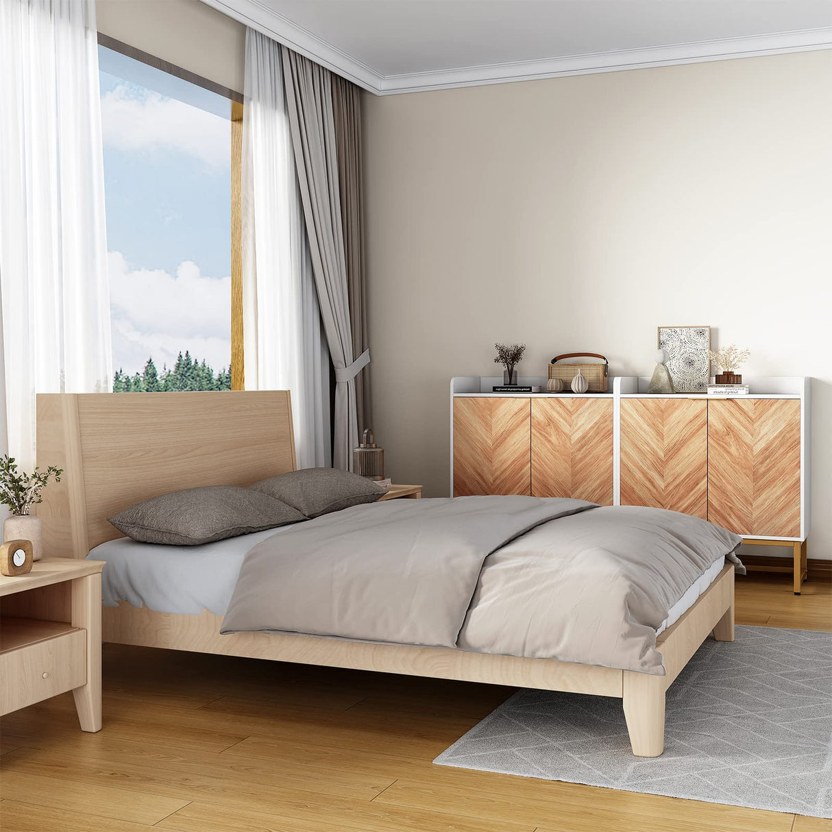 Saudism 29 Gallon Fish Tank Stand, Small Aquarium Stand 20 Gallon with Doors & Adjustable Shelves, Boho Sideboard Coffee Bar Cart, Kitchen Cupboard Console Table, 30.5" L×15.7" W×35" H, White/Gold Saudism