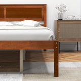 Giantex Wood Queen Platform Bed with Headboard, Mid Century Solid Wood Bed Frame with Wood Slat Support, Wooden Mattress Foundation with 12" Under Giantex