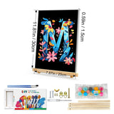 HeeBenor Easy Paint by Numbers Kit for Adults Beginner with Frame, DIY Letter Paint by Number with Easel, Adult Paint by Number Kits on Canvas Framed 8x12 Inch for Home Decor, M HeeBenor