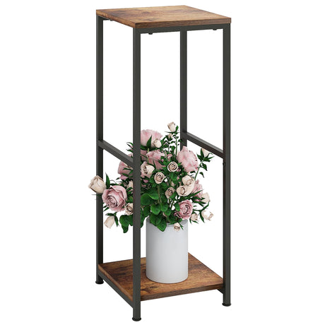 NOAMOO 32 inch Tall Metal Wood Plant Stand, Tier Potted Plant Shelf for Indoor, Flower Pot Holder for Corner Living Room Patio Balcony Garden, Kitchen and Bathroom Display Rack, Brown NOAMOO