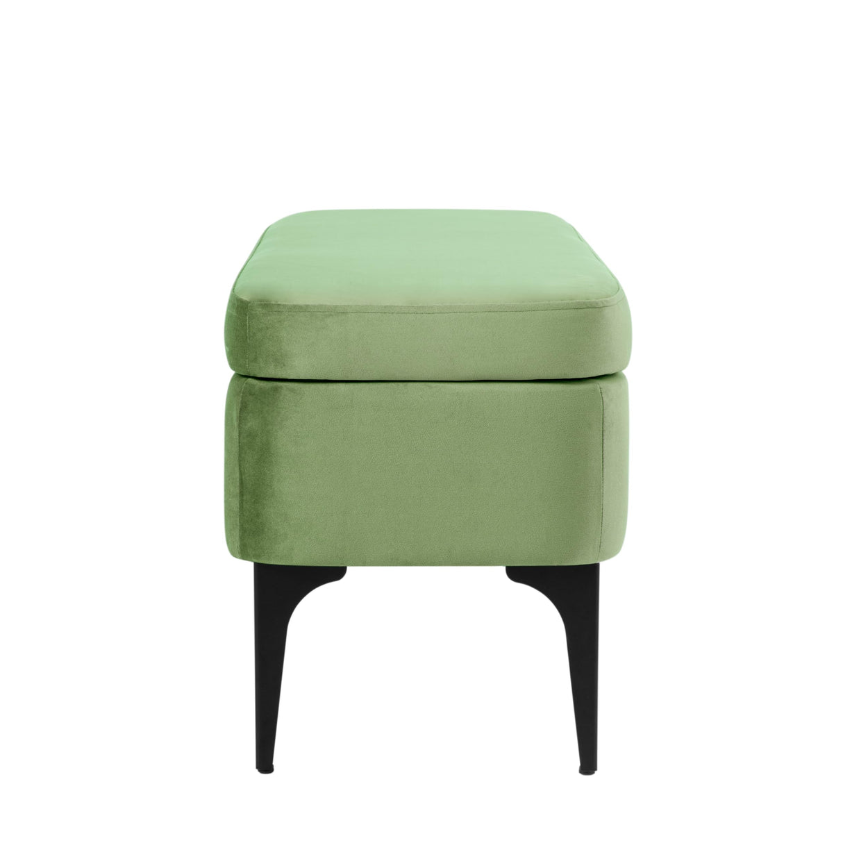 HomePop Upholstered Storage Bench with Metal Leg Home Décor|Bench with Storage for Living Room & Entryway - Green Velvet HomePop