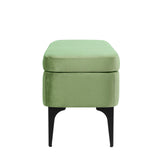 HomePop Upholstered Storage Bench with Metal Leg Home Décor|Bench with Storage for Living Room & Entryway - Green Velvet HomePop