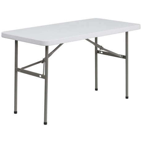 Flash Furniture Elon 4' Rectangular All-Occasion Plastic Folding Event Table, Foldable Portable Banquet Table for Indoor/Outdoor Events, White Flash Furniture