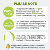A-SUB 25 Sheets Vinyl Sticker Paper for Inkjet Printer - Glossy Printable Vinyl 8.5x11 Inch Waterproof Sticker Paper for DIY Any Decal You Like A-SUB
