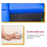 FDW 5 Pieces Patio Furniture Sets Outdoor Sectional Sofa Wicker Chair Rattan Conversation Set for Outdoor Backyard Porch Poolside Balcony Garden Furniture with Coffee Table,Blue Cushion FDW