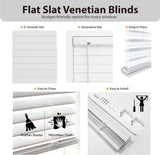 DEZ FURNISHINGS Cordless 2" Flat Slat Venetian Blind, 31" W x 60" H, White DEZ FURNISHINGS