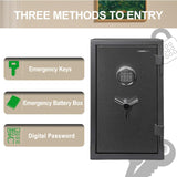 ISLANDSAFE 1200°F 40 Minutes Fireproof and Waterproof Safe Box, Digital Fire Proof Safe with 3 Spoke Detachable Handle, Personal safe for Home Office Money Gun (3.5 Cubic Feet Grey) ISLANDSAFE